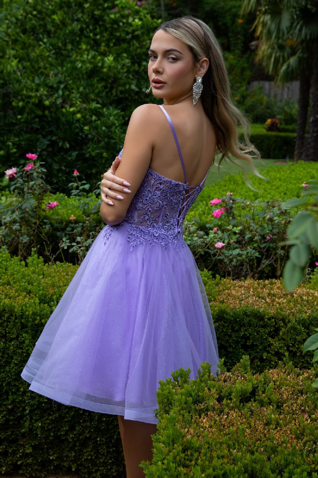 Floral Embroidery Embellished Glitter Mesh Sweetheart Neckline A-Line Homecoming Dress GS3515 GLS BY ELIZABETH K