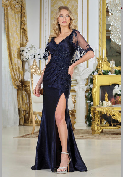Fitted satin dress with beautiful embellished.3327-03 by ADORA DESIGN