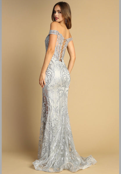 Embellishment with sequin design, see-through corset. 3168 BY ADORA DESIGN