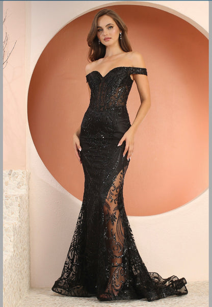 Embellishment with sequin design, see-through corset. 3168 BY ADORA DESIGN