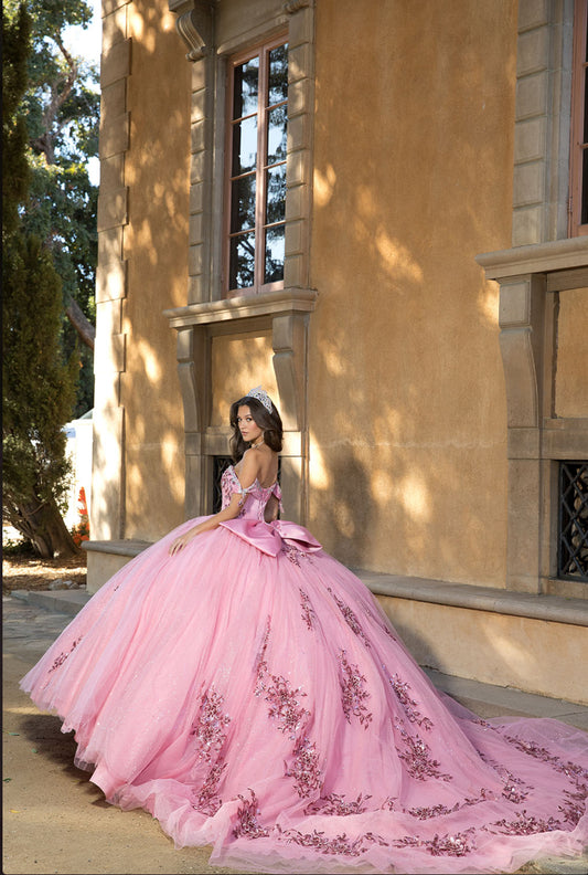 Floral Applique, Off Shoulder Quinceanera Dress. PQ1072 By Bella Couture