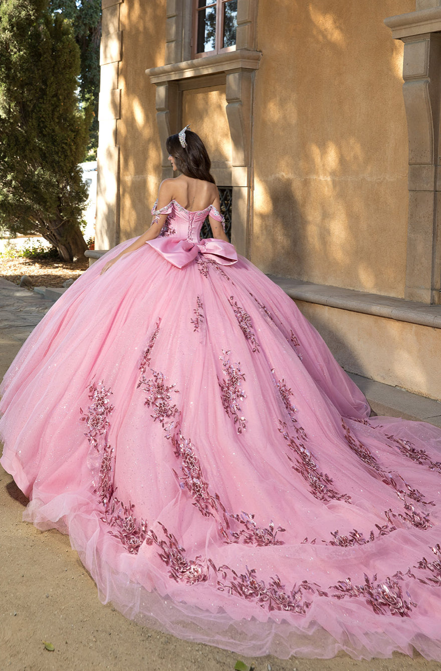 Floral Applique, Off Shoulder Quinceanera Dress. PQ1072 By Bella Couture