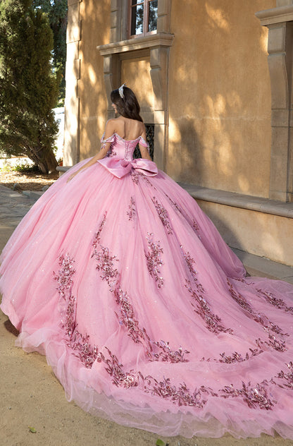 Floral Applique, Off Shoulder Quinceanera Dress. PQ1072 By Bella Couture