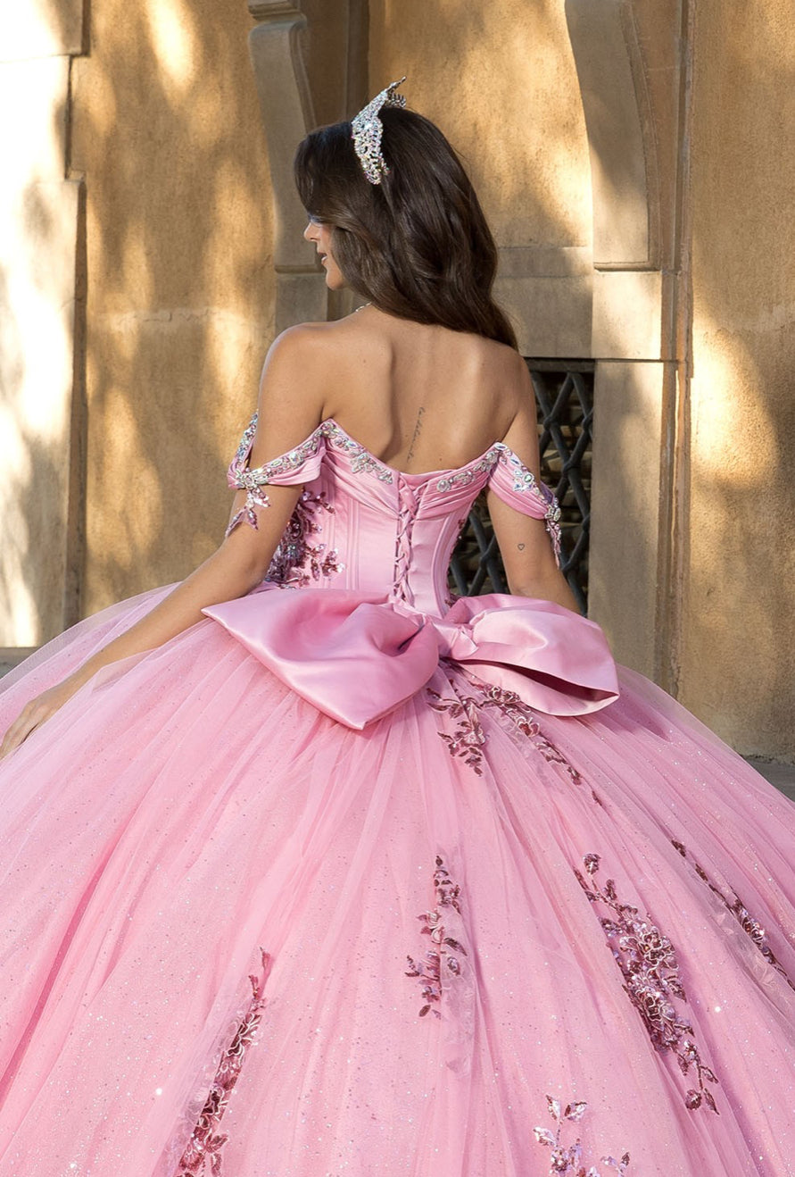 Floral Applique, Off Shoulder Quinceanera Dress. PQ1072 By Bella Couture