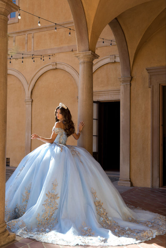 COMING SOON!  Gem Stone, Embroidered Dazzling Quinceanera Ball Gown. PQ1068 by Bella Couture