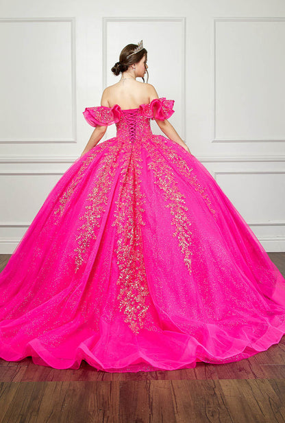 Hot Pink Iridescent Sequin Embroidery Dress. PQ1042 by Bella Couture