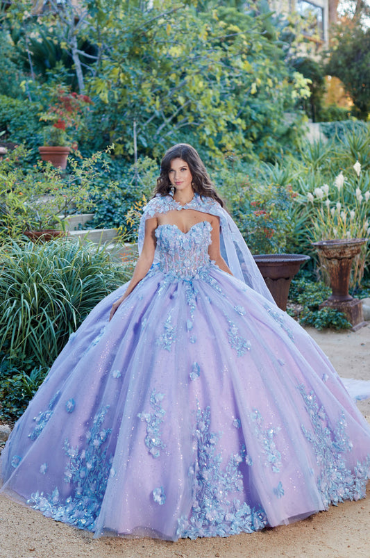 Two Tone Sparkly Dress, Puff Sleeve. PQ1040 by Bella Couture