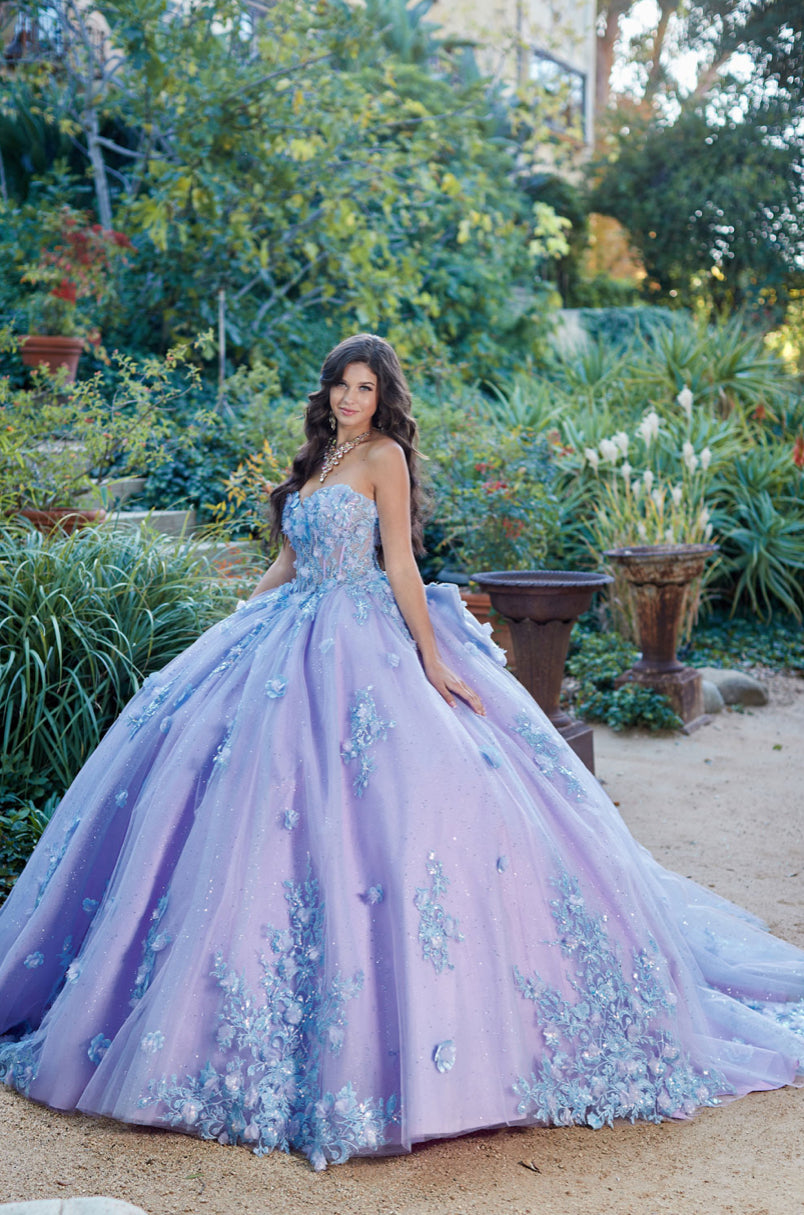 Two Tone Sparkly Dress, Puff Sleeve. PQ1040 by Bella Couture