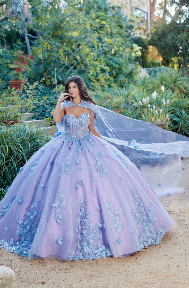 Two Tone Sparkly Dress, Puff Sleeve. PQ1040 by Bella Couture