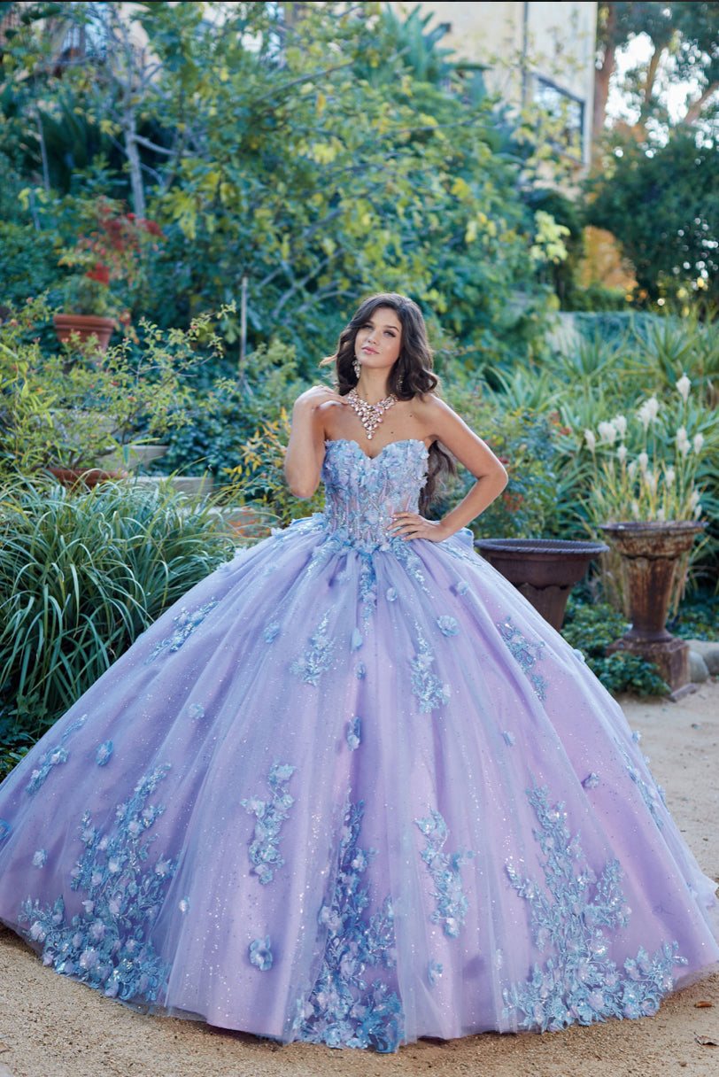 Two Tone Sparkly Dress, Puff Sleeve. PQ1040 by Bella Couture