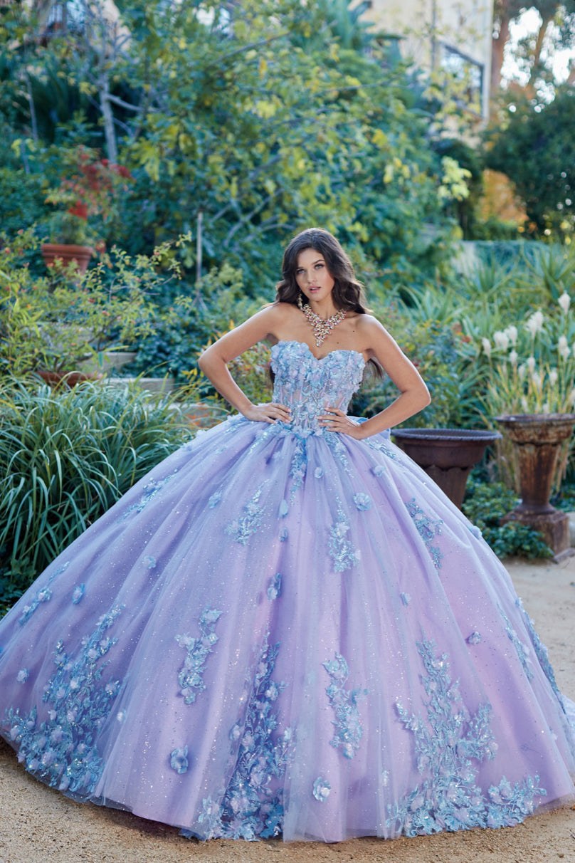 Two Tone Sparkly Dress, Puff Sleeve. PQ1040 by Bella Couture