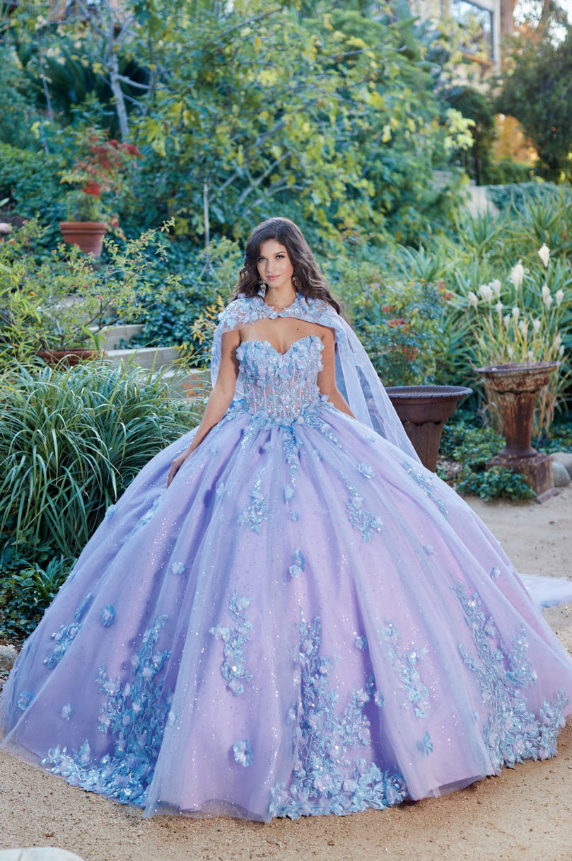 Two Tone Sparkly Dress, Puff Sleeve. PQ1040 by Bella Couture