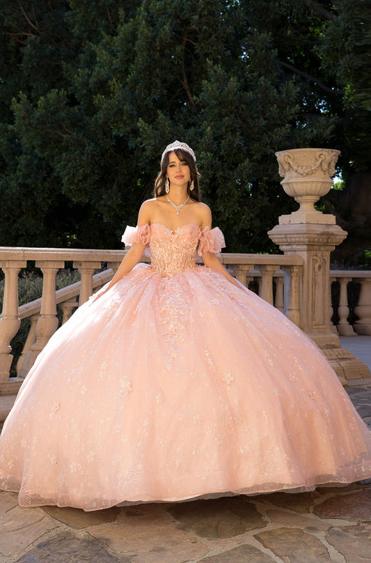 Exquisite Off Shoulder & 3D Flower Quince Dress. PQ1064 by Bella Couture