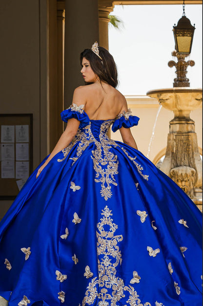 Gold Butterfly Accented Quince Dress. PQ1019 by Bella Couture