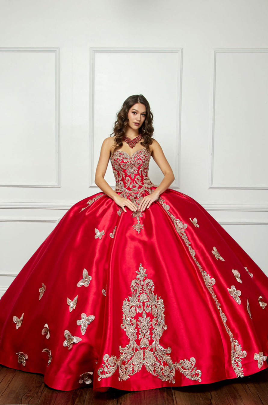 Gold Butterfly Accented Quince Dress. PQ1019 by Bella Couture