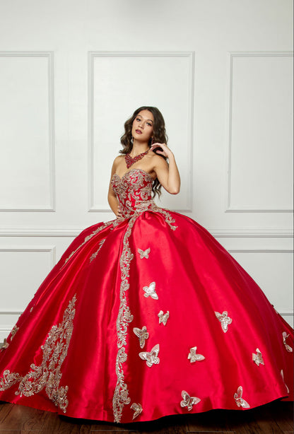 Gold Butterfly Accented Quince Dress. PQ1019 by Bella Couture