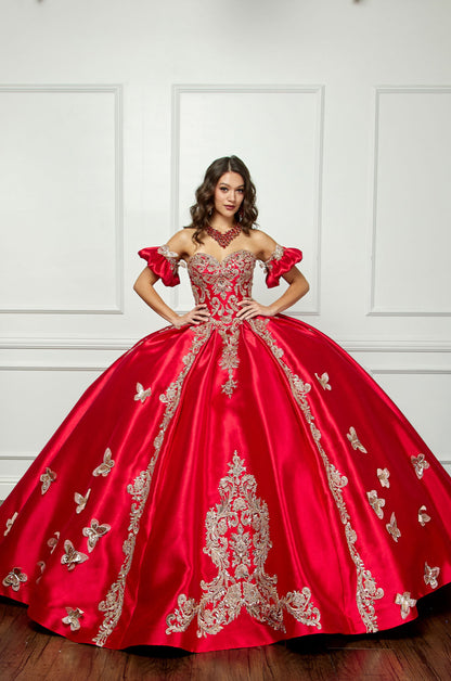 Gold Butterfly Accented Quince Dress. PQ1019 by Bella Couture