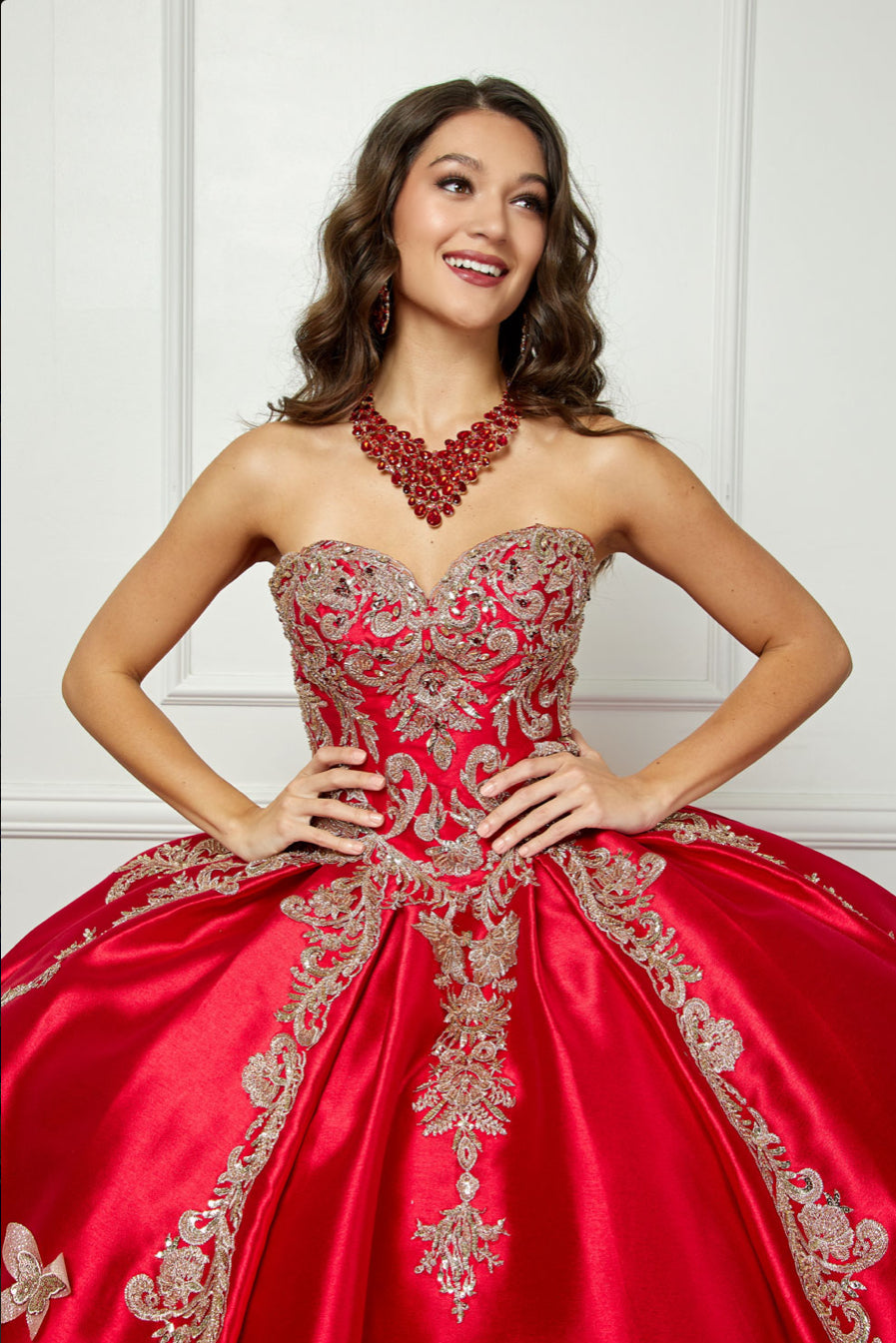 Gold Butterfly Accented Quince Dress. PQ1019 by Bella Couture