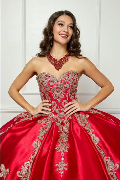 Gold Butterfly Accented Quince Dress. PQ1019 by Bella Couture