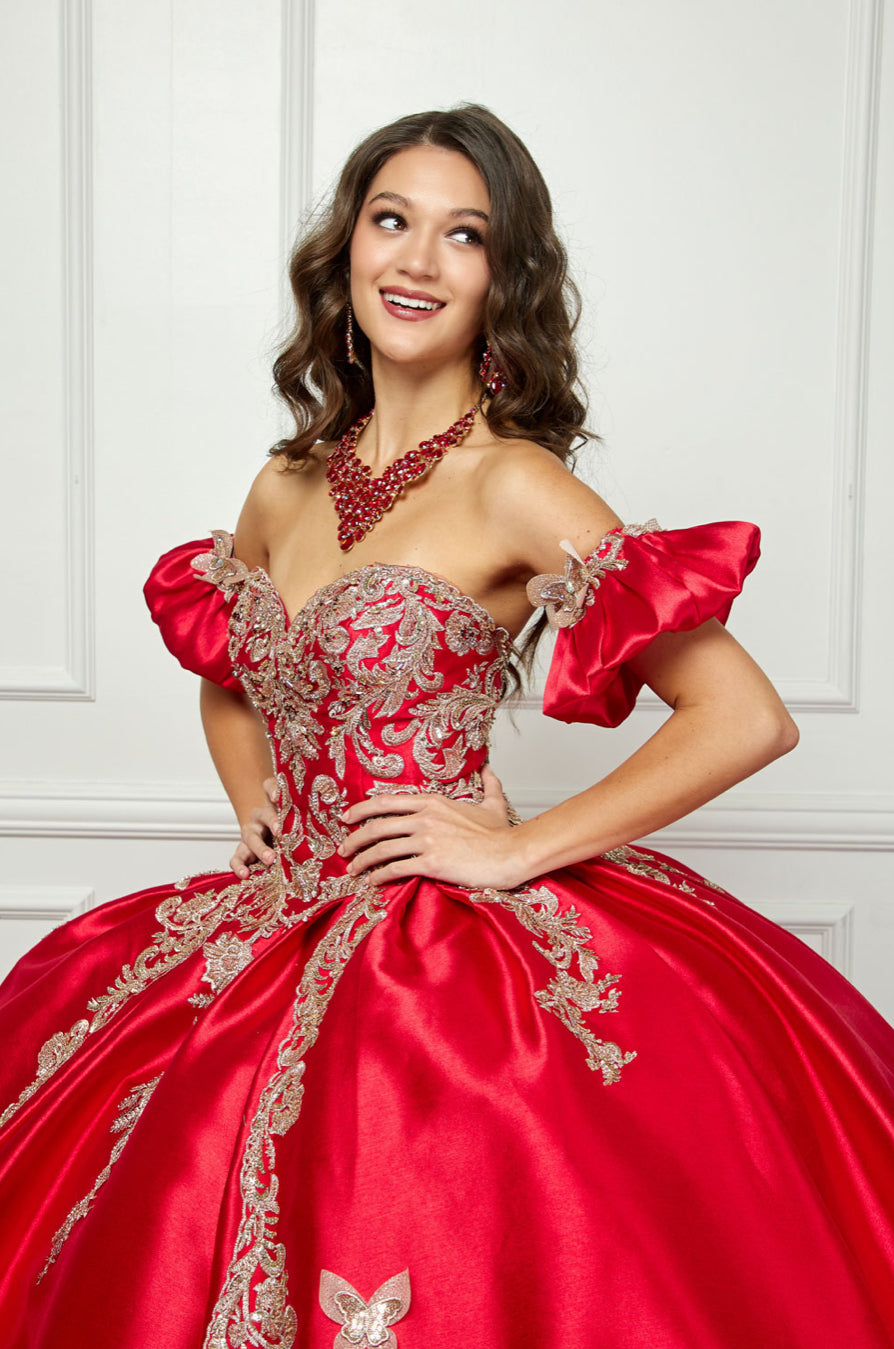 Gold Butterfly Accented Quince Dress. PQ1019 by Bella Couture