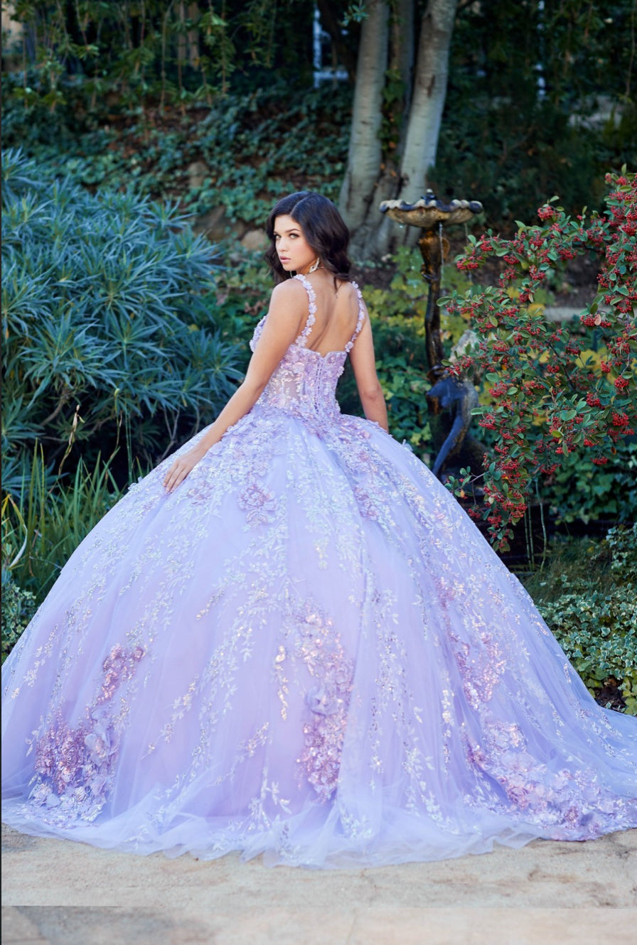 Floral Off-The-Shoulder With Embroidery and Sequin Detail. PQ1048 by Bella Couture