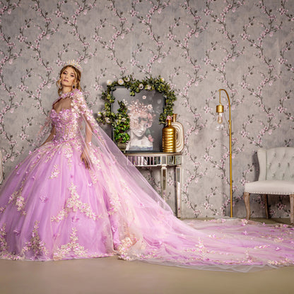 Sheer Bodice Strapless Sweetheart Mesh Ball Gown w/ Side Mesh Long Drapes. GL3467 GLS by Gloria