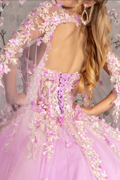 Sheer Bodice Strapless Sweetheart Mesh Ball Gown w/ Side Mesh Long Drapes. GL3467 GLS by Gloria