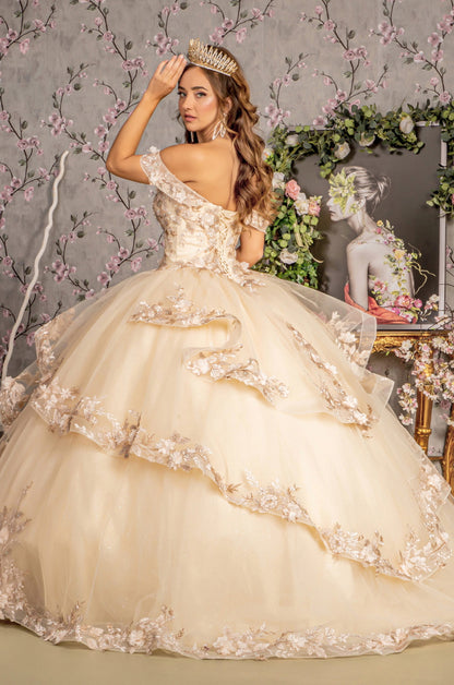 Jewel Sequin Sweetheart Off Shoulder Mesh Ball Gown. Gl3240 GLS by Gloria