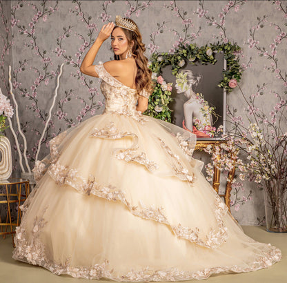 Jewel Sequin Sweetheart Off Shoulder Mesh Ball Gown. Gl3240 GLS by Gloria
