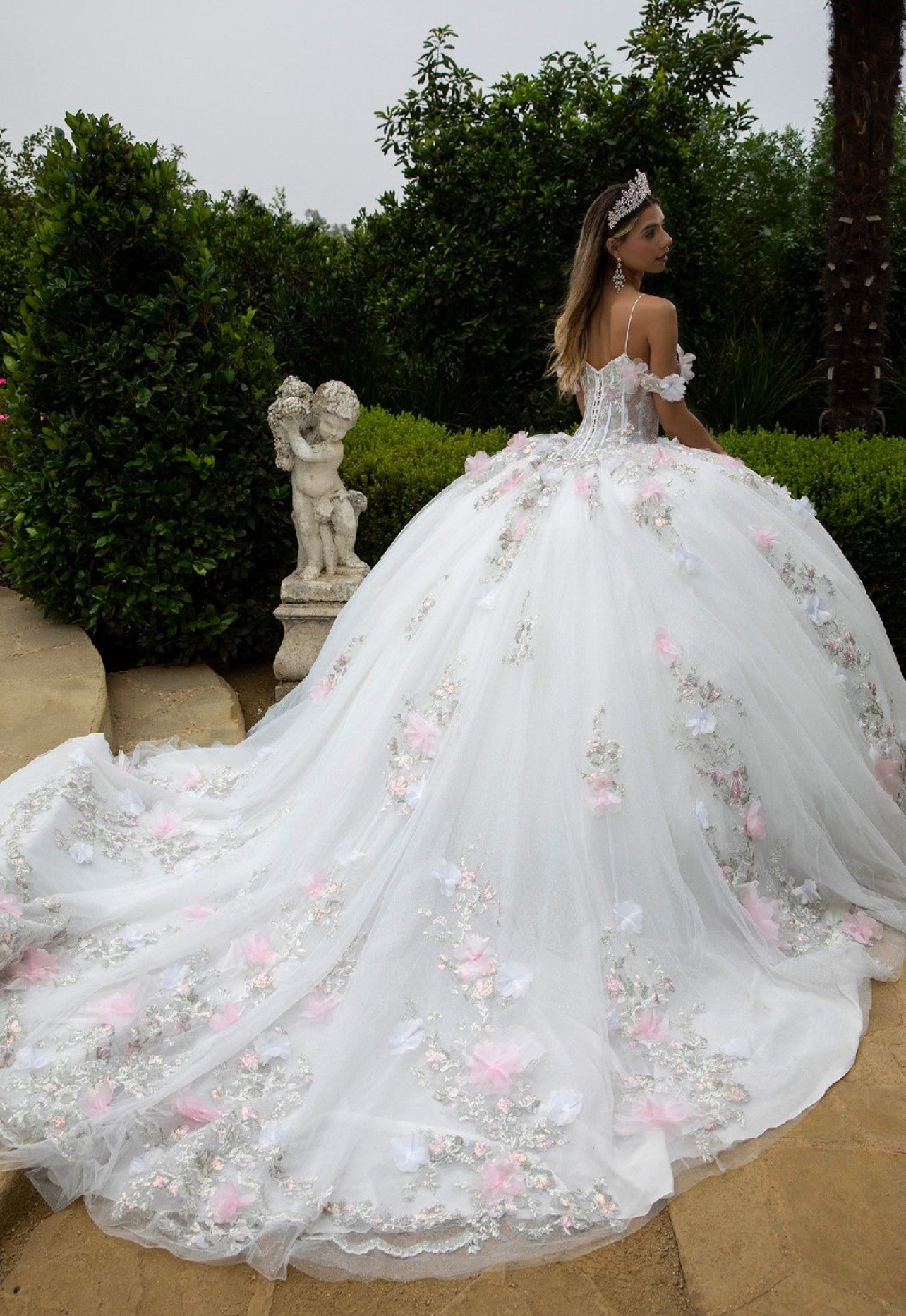 With 3D flowers apliques scattered thru this ball gown!. GL3553 GLS by Gloria