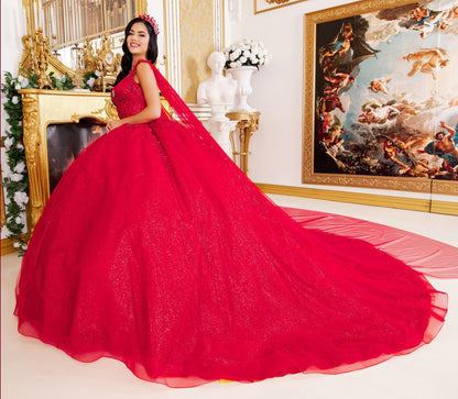 Corset Broach Off Shoulder Cape Quince. 8270J by Cinderella Couture.