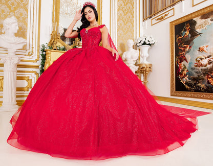 Corset Broach Off Shoulder Cape Quince. 8270J by Cinderella Couture.