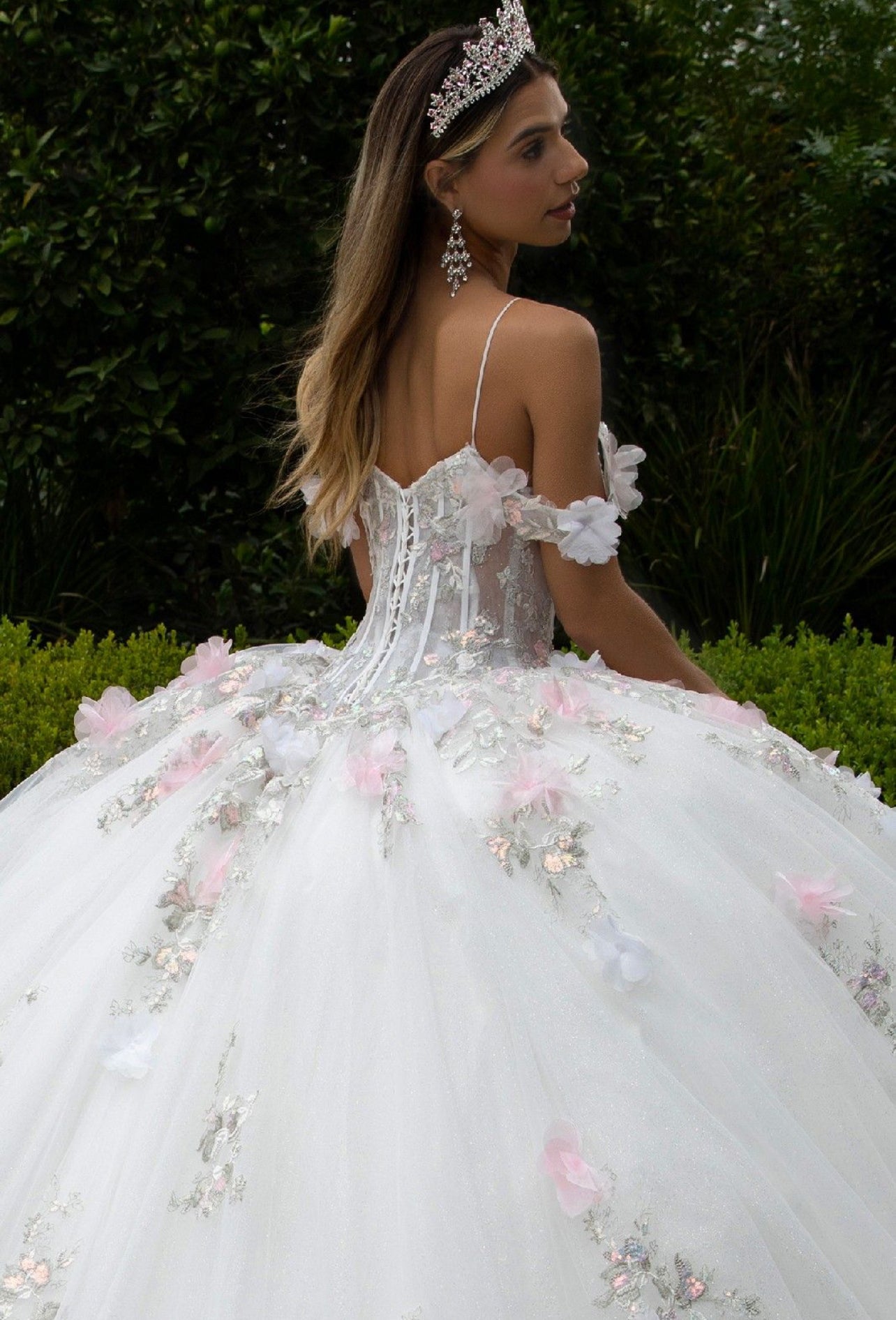 With 3D flowers apliques scattered thru this ball gown!. GL3553 GLS by Gloria