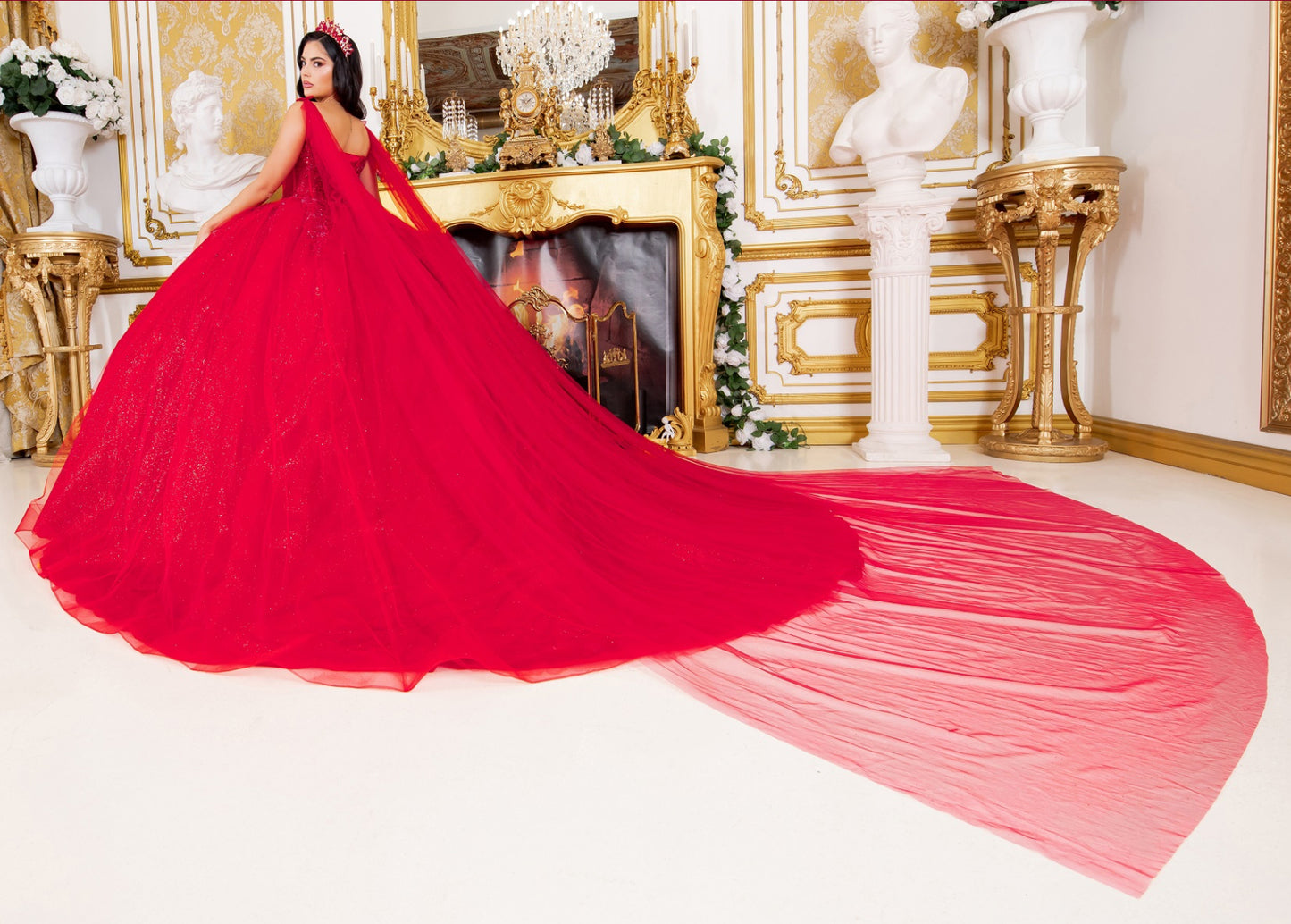 Corset Broach Off Shoulder Cape Quince. 8270J by Cinderella Couture.