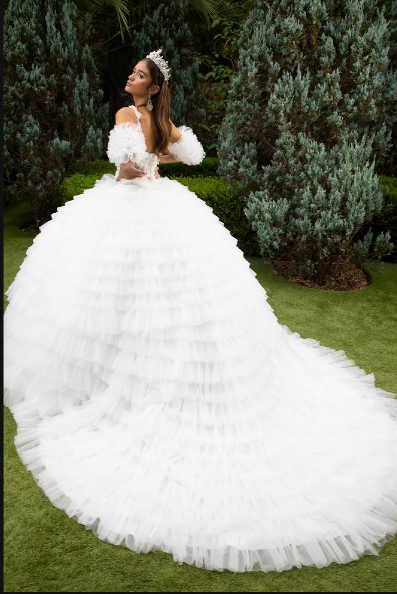 Adorned with ruffles, this ball gown is perfect for those that are looking for a statement piece. GL3610 (GLS) by Gloria