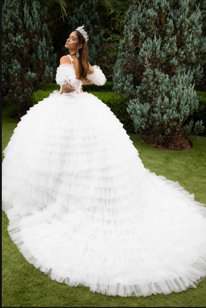 Adorned with ruffles, this ball gown is perfect for those that are looking for a statement piece. GL3610 (GLS) by Gloria