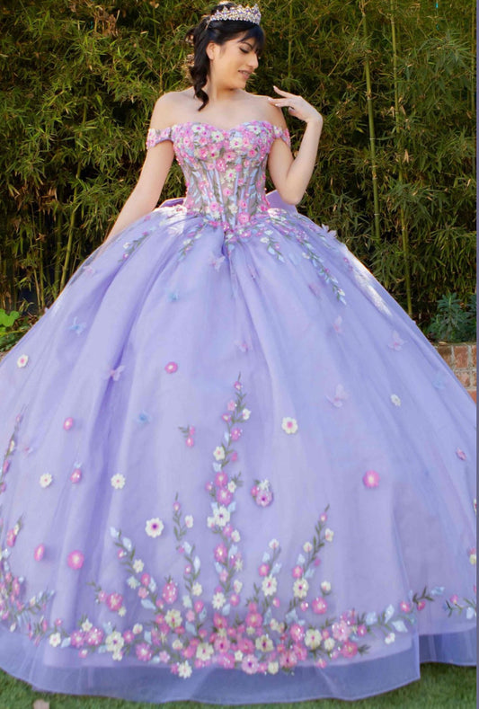 Colorful Daisy Embroidery Dress. 8260J by Cinderella Couture
