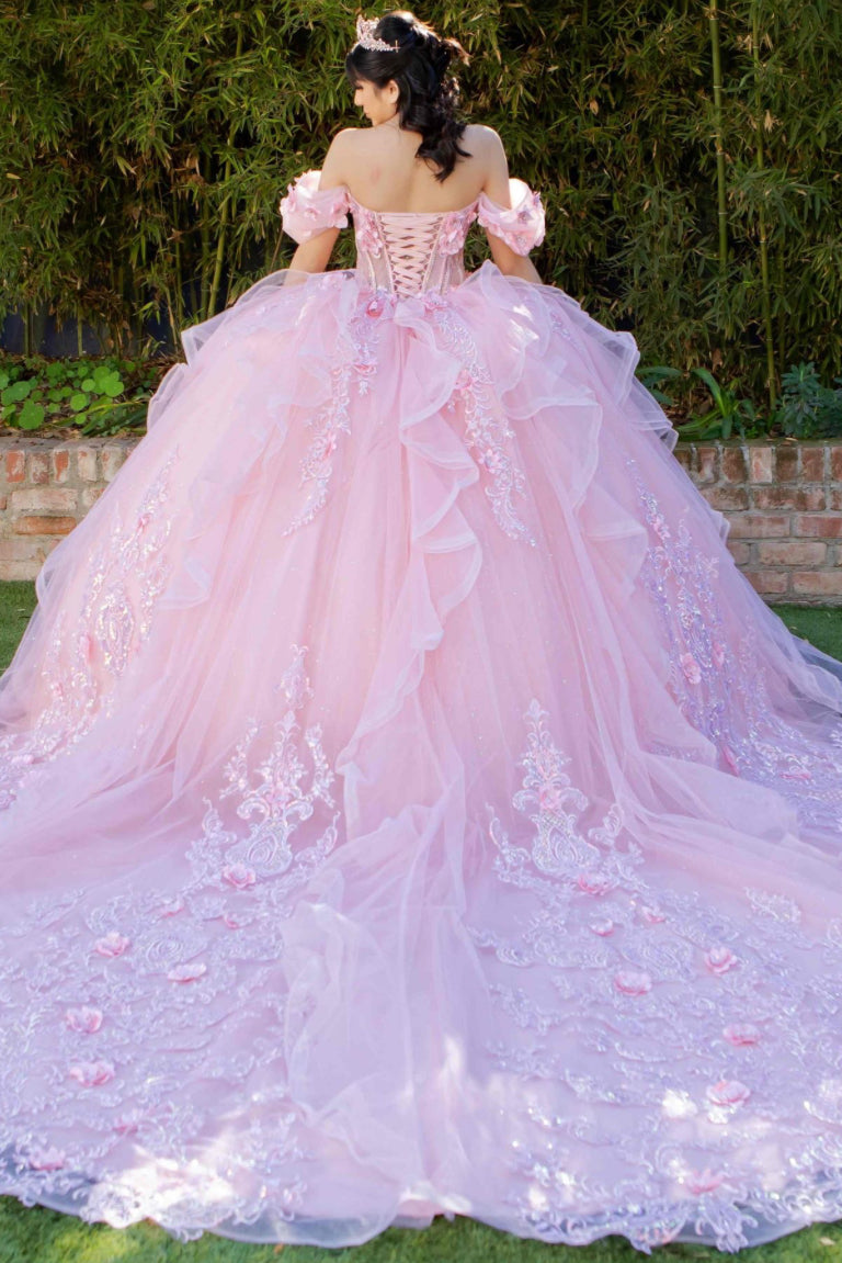 Super Long Off Shoulder Quince. 8330J by Cinderella Couture