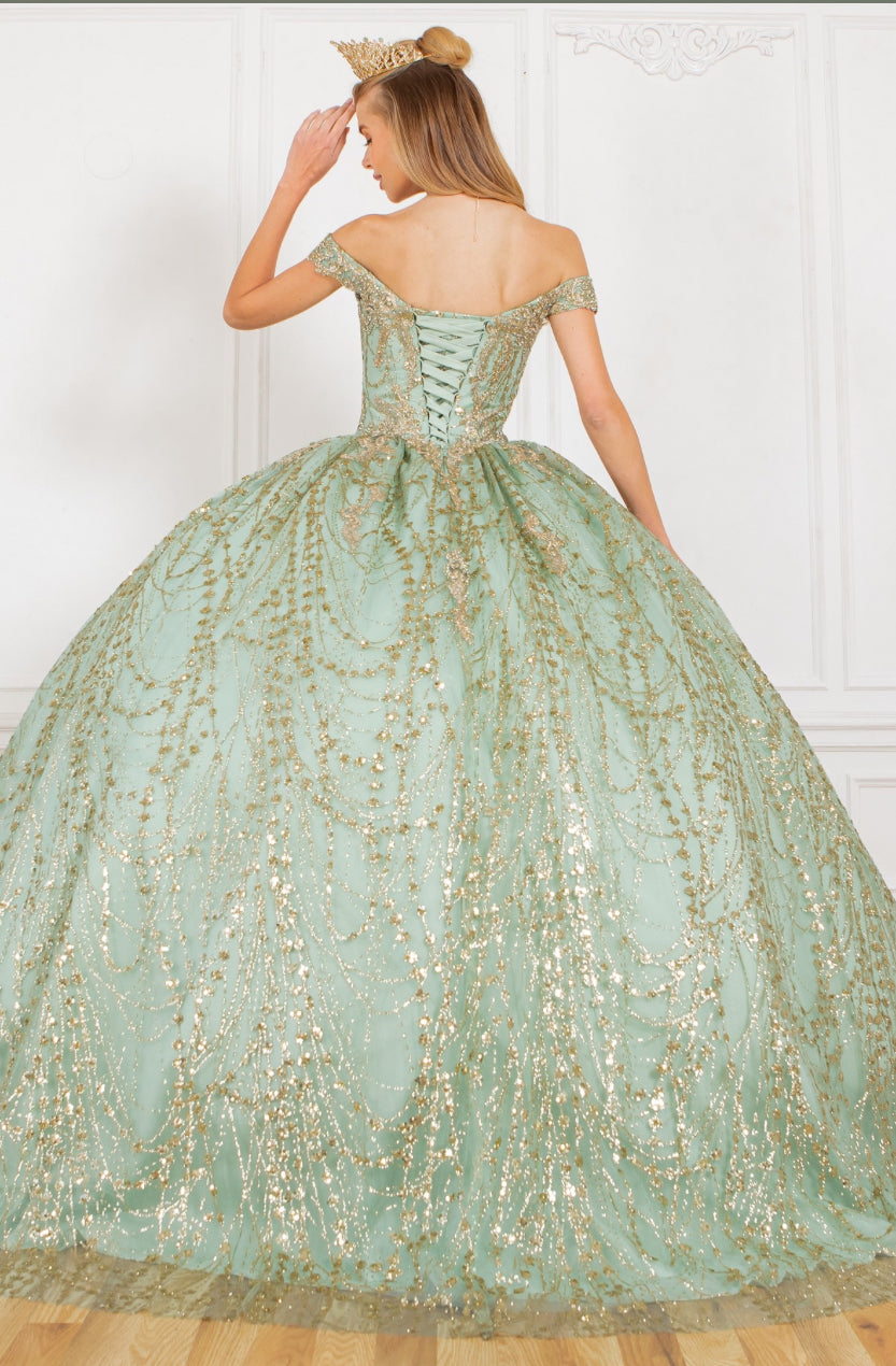 Sequin Flower Cape Dress. 4201 by Cindirella Couture