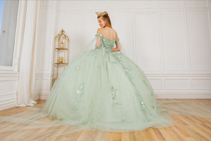 Elegant lace long off shoulder sweetheart embossed tulle satin train gown. 8075J by Cindirella Couture