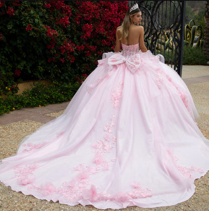 adorned with 3D flower appliques, beads, sequins, embroidery, and glitter. GL3549 GLS By Gloria