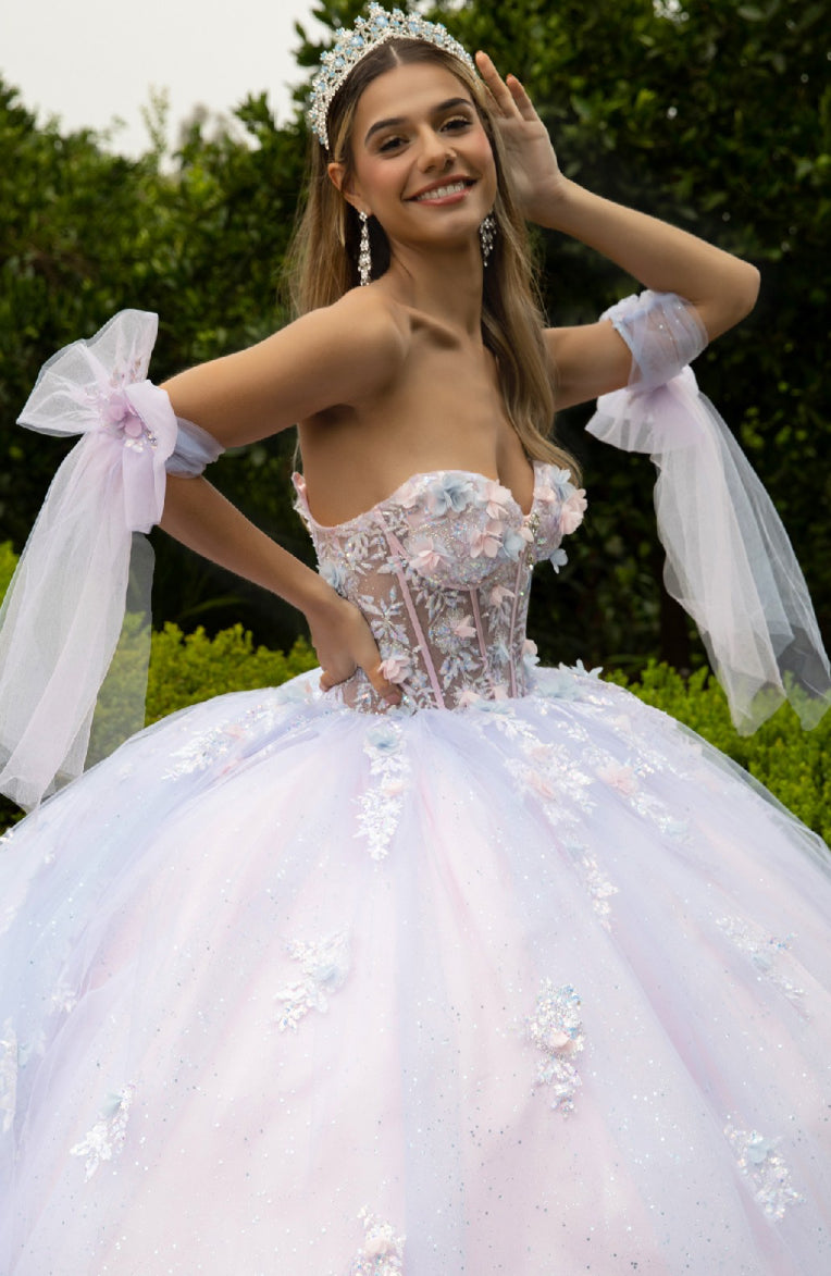 Look lovely in this multicolored ball gown. GL3570 GLS by Gloria