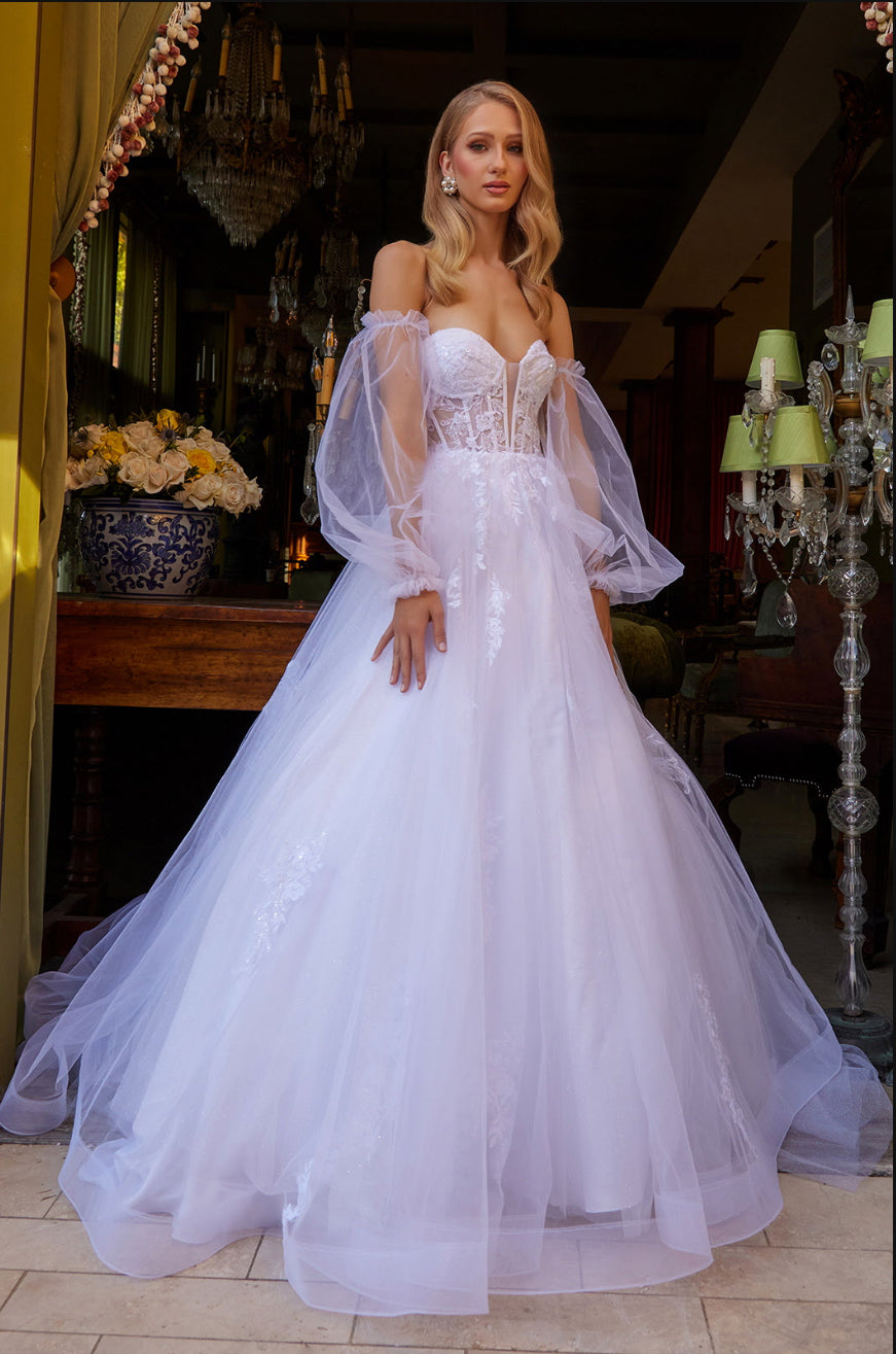 Embellished with sequins, beads and embroidery, this delicate looking dress is perfect for brides. GL3579 GLS by Gloria