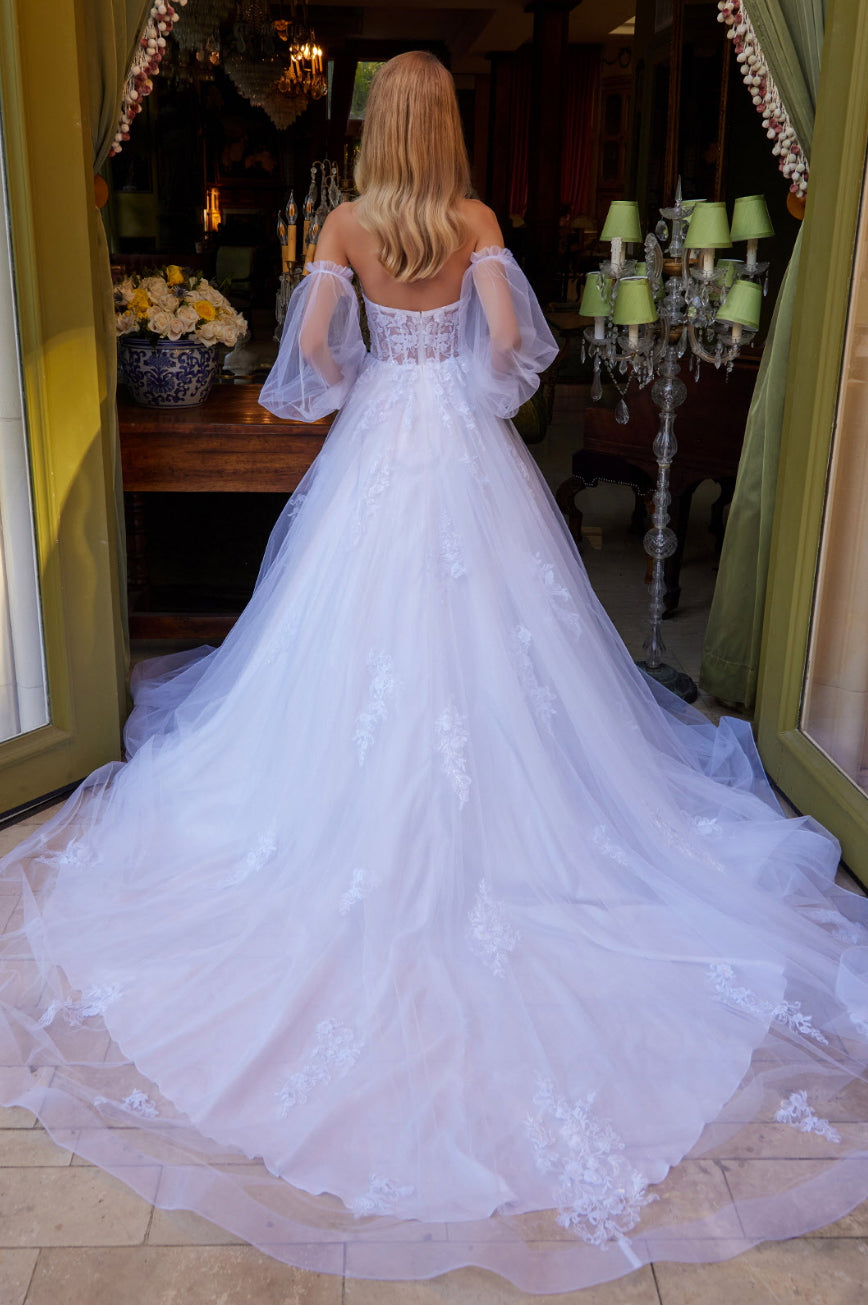 Embellished with sequins, beads and embroidery, this delicate looking dress is perfect for brides. GL3579 GLS by Gloria