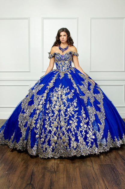 Bedazzled Off The Shoulder, Cathedral Train. PQ1055 By Bella Couture