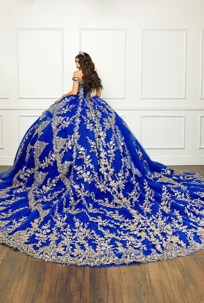 Bedazzled Off The Shoulder, Cathedral Train. PQ1055 By Bella Couture
