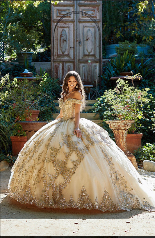 Bedazzled Off The Shoulder, Cathedral Train. PQ1055 By Bella Couture