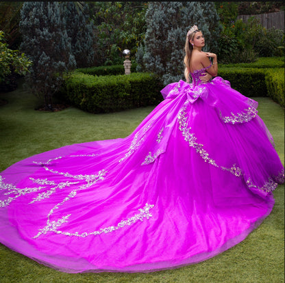 Look incredible in this layered ruffle ballgown with a train. GL3548 GLS by Gloria