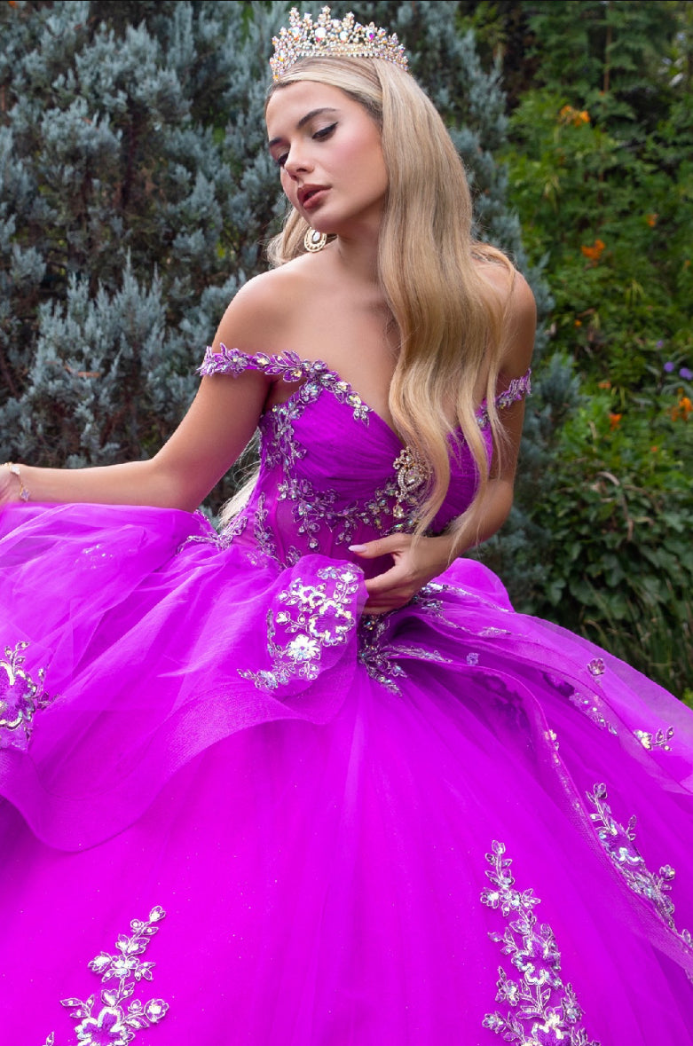 Look incredible in this layered ruffle ballgown with a train. GL3548 GLS by Gloria