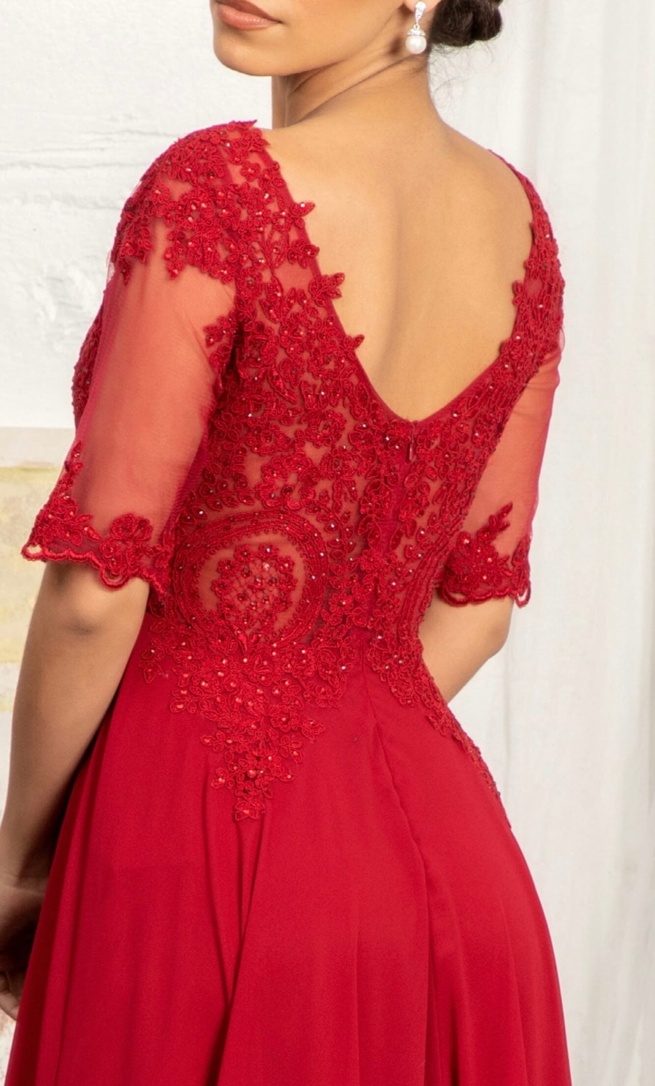 Rhinestone and Embroidery Embellished Chiffon by Elizabeth K GL1982 (GLS COLLECTIVE)